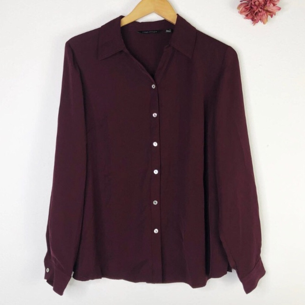 Susan Graver Woven Y-Neck Button Front Shirt